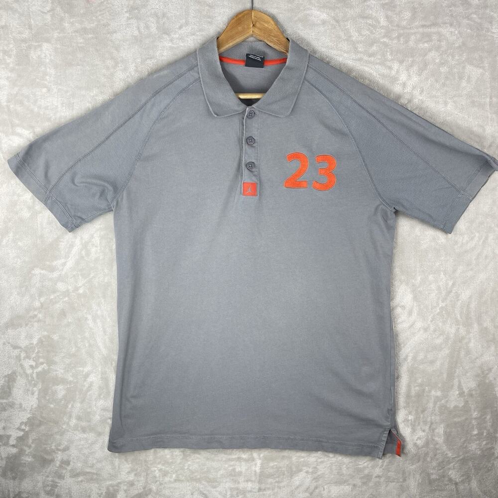 Vintage 90s Nike Air Jordan Polo Shirt Men's Large Orange 23 Jumpman Y2K
